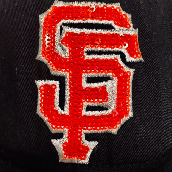 San Francisco Giants MLB Womens Baseball Cap Hat New Era Black Orange Sparkle OS - Picture 5 of 12